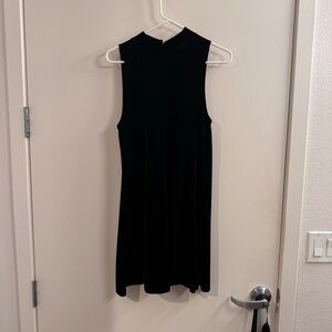 Like New One Clothing Brand Velvet Black Dress High Neck Sleeveless Dress
